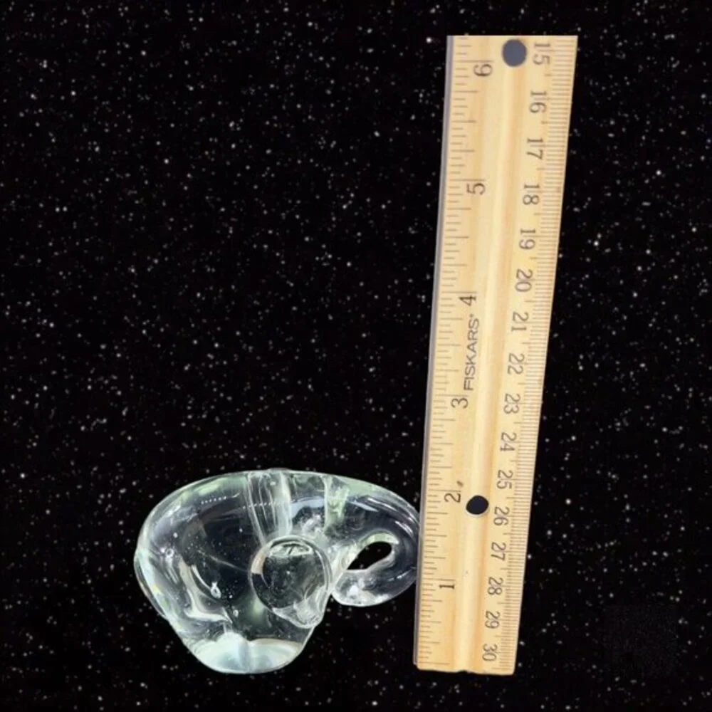 1980s Clear Art Glass Baby Elephant Figurine Vintage Glass House Decor 3”Wide 2”